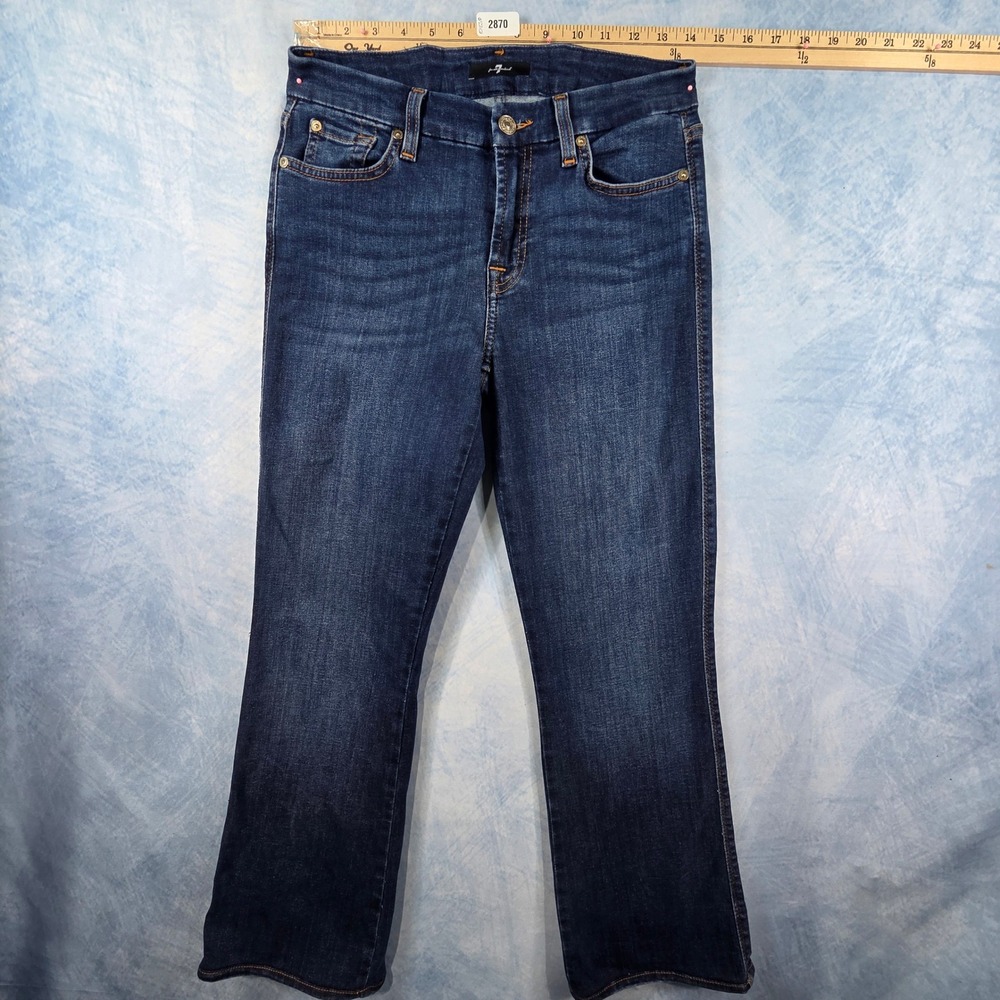 7 For All Mankind Kimmie Bootcut Jeans High Wave Dark Wash Denim Size 28
